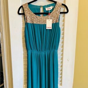 Louche Teal Sequin Maxi Dress